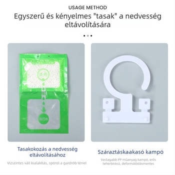 Kalcium-klorid deszikkáns a szobák szárazítására — Qingrunjia márka; funkció: szárítás és nedvességszabályozás; tömeg 100 g; függő használatra