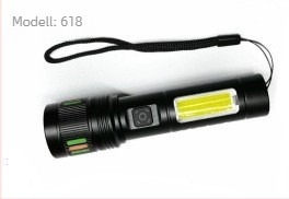 Alumíniumötvözetű zseblámpa USB-C töltéssel, COB + LED világítással, 360°-os forgással, 500 m hatótávolsággal, kültéri munkalámpa