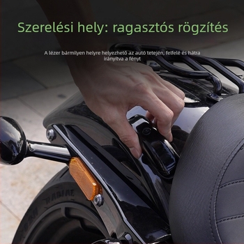 Motorkerékpár hátsó lámpa lézeres vetítéssel és stroboszkóp hatással, modell H901, 5V, 0.2A