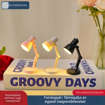 Kreatív mini LED asztali lámpa meleg fénnyel a szem védelméért, beépített akkumulátorral – ideális olvasáshoz diákszálláson