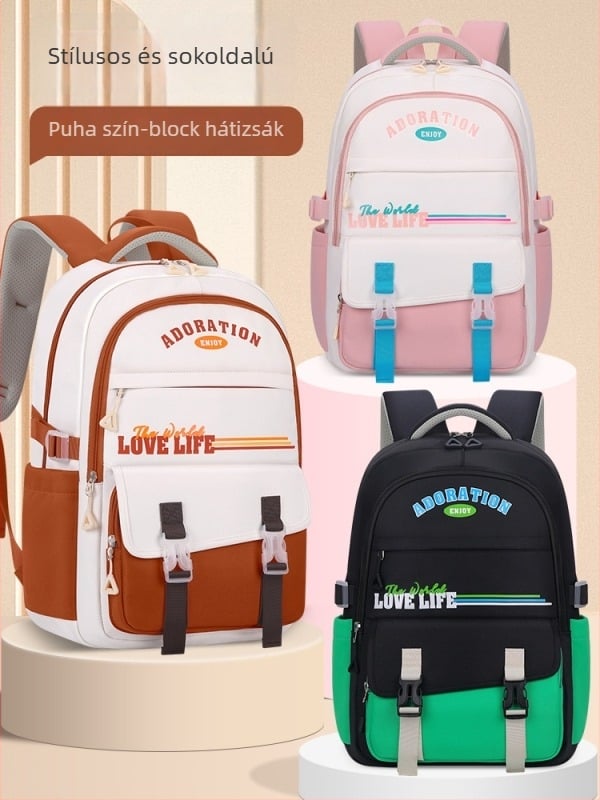 Sesame Baby Könnyű Iskolatáska Diáknak – nylonból készült, lélegző, vízálló, kopásálló, gerincvédő és vállpántok légpárnás