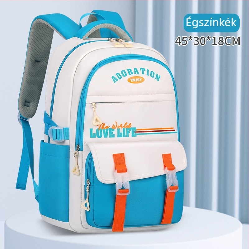 Sesame Baby Könnyű Iskolatáska Diáknak – nylonból készült, lélegző, vízálló, kopásálló, gerincvédő és vállpántok légpárnás