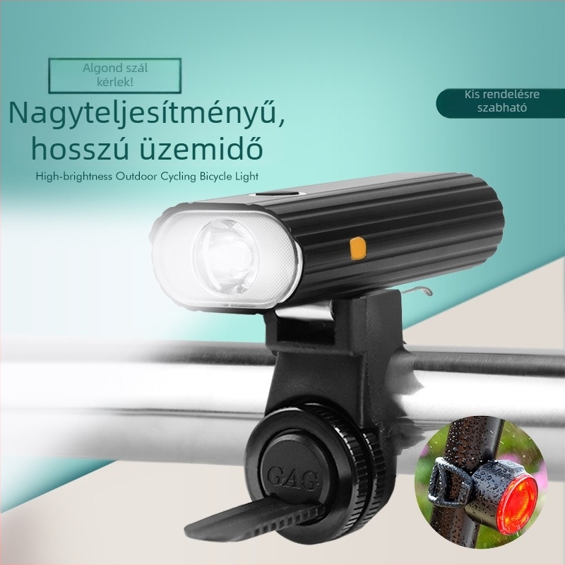 Kerékpár első lámpa — alumíniumötvözet, USB-töltés, IPX5 vízálló, öt világítási mód