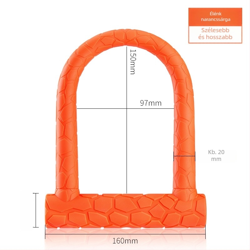 Szilikon U-alakú zár elektromos járművekhez, kerékpárokhoz és motorkerékpárokhoz – Modell 601, Tömeg: 900 g, Stílus: Könnyű Luxus