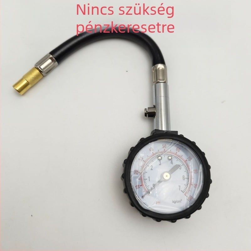 Mechanikus autó gumiabroncsnyomás-mérő hosszú tömlővel és deflációs funkcióval, 100 PSI tartomány, modell YW-048, hordozható és univerzális