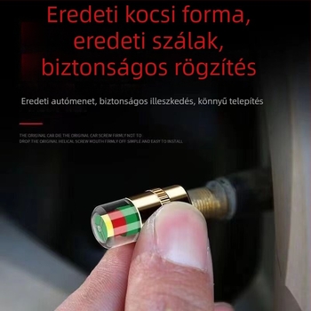 Fém szelepsapka guminyomás-figyelő készülék, mechanikus mérőfej, kompakt kivitel, analóg kijelző, normál pontosság