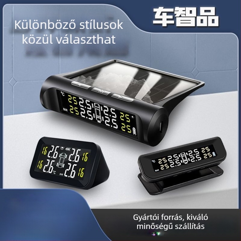 Vezeték nélküli digitális autógumi nyomásfigyelő, napelemes működés, TPMS belső és külső monitorozás, nagy pontosság