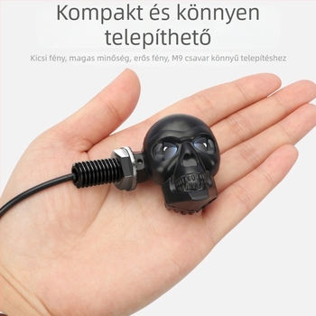 Motorkerékpár LED segédfény koponya dizájnnal és sas szem spotfénnyel (12V, ABS, modell motor235, élettartam 50000 h, kompatibilis a motorkerékpár indexeivel)
