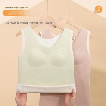 Gyerekeknek készült fleece-betétes poliészter termo felső, kerek nyakú, négy évszakos viselet, 8 évesnél idősebbeknek