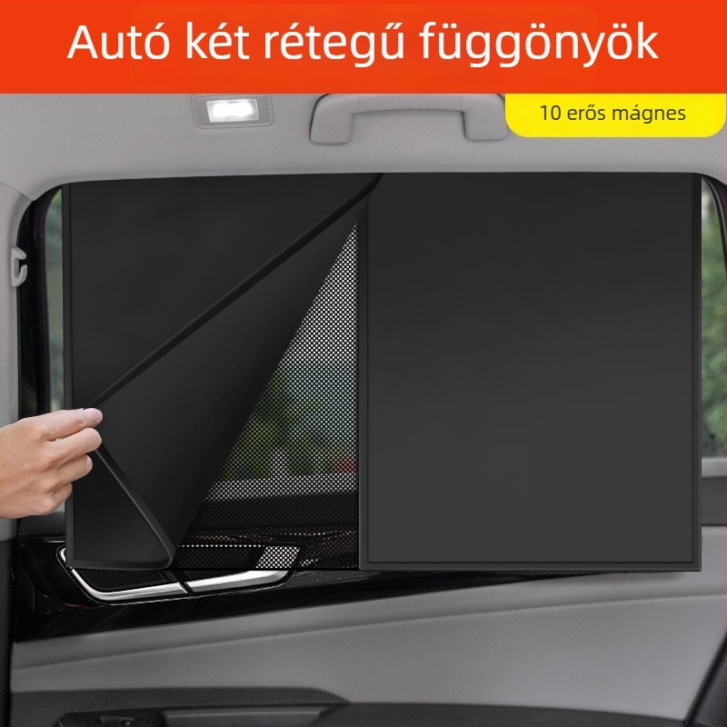 Autó mágneses napsugárvédő függöny az ablakhoz, hálós anyagból; testreszabható kivitelezés; logónyomtatás; licencelt magánmárka.