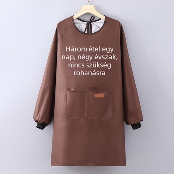 Konyhai hosszú ujjú kötény, vízálló és olajálló, poliészter, felnőtt használatra, catering