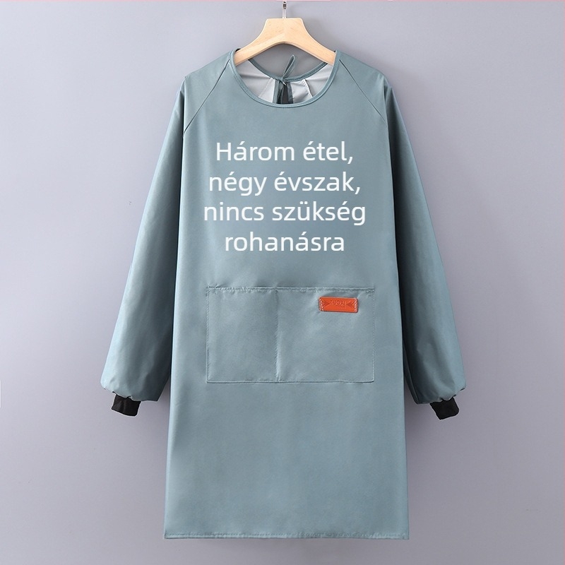 Konyhai hosszú ujjú kötény, vízálló és olajálló, poliészter, felnőtt használatra, catering
