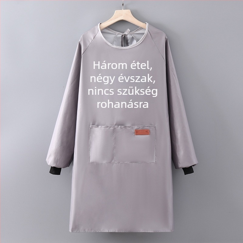 Konyhai hosszú ujjú kötény, vízálló és olajálló, poliészter, felnőtt használatra, catering