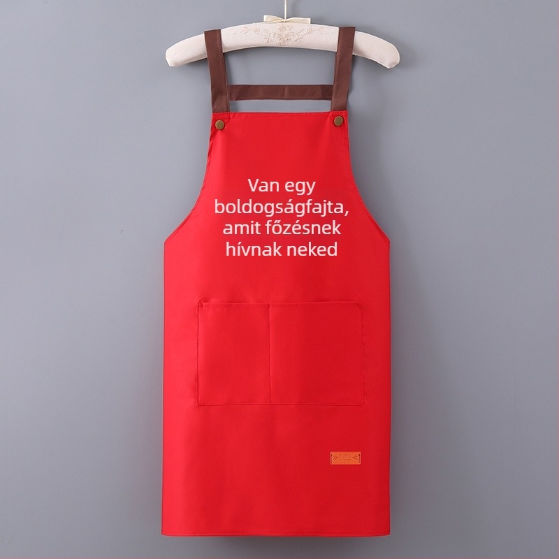 Konyhai hosszú ujjú kötény, vízálló és olajálló, poliészter, felnőtt használatra, catering