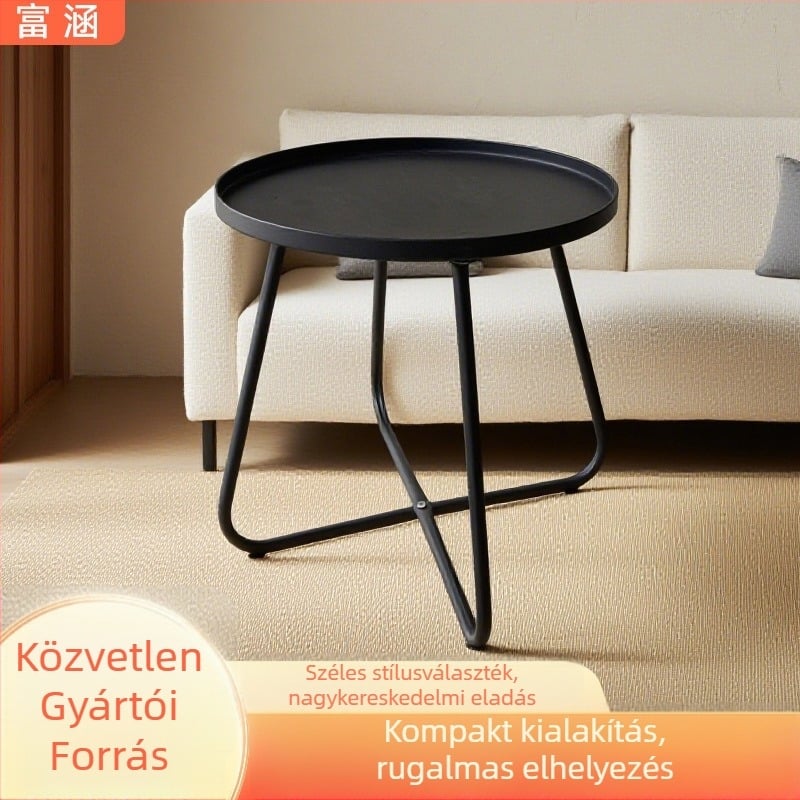 Kör alakú fém dohányzóasztal, modern minimalist stílus, könnyen szétszedhető