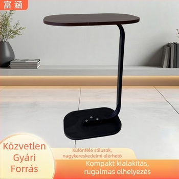 Oldalsó asztal acélkerettel és mesterséges farostlemez felülettel, modern minimalista stílus, alkalmas nappaliba, hálószobába vagy dolgozószobába