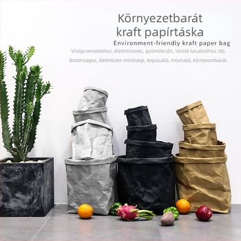 Kocka alakú kraft papír tároló táska, mosható, szakadásálló, vízálló, otthoni tároláshoz CD-khez, magazinokhoz, irodai kellékekhez és kozmetikumokhoz