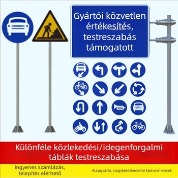 Forgalomjelző tábla, alumínium lemez, mérnöki osztályú fényvisszaverő bevonat, négyzet alakú, 2 mm vastagság, sorozat 525