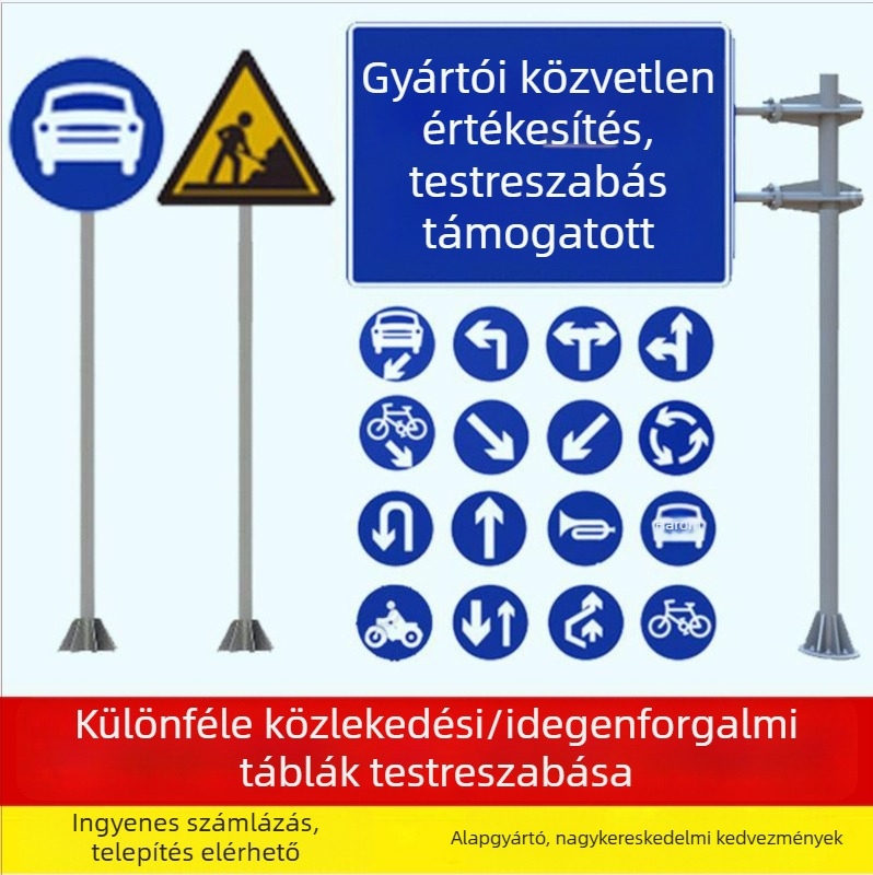 Forgalomjelző tábla, alumínium lemez, mérnöki osztályú fényvisszaverő bevonat, négyzet alakú, 2 mm vastagság, sorozat 525