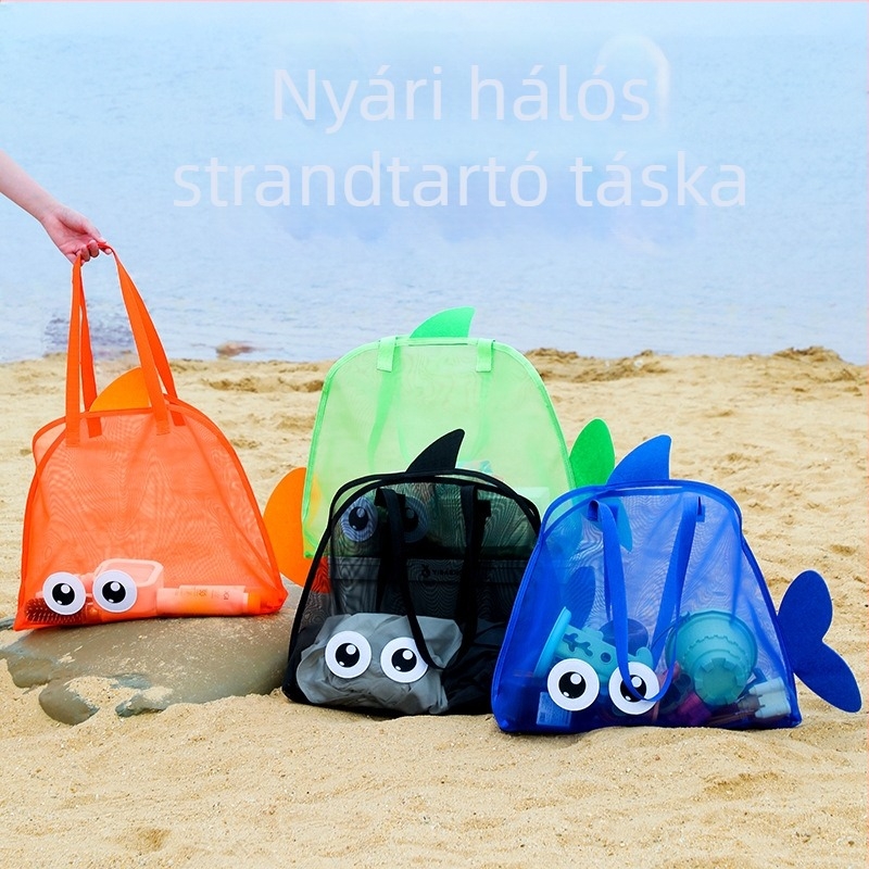 Gyerekek strandjátékok tároló hálós táska, kocka alakú, nagy kapacitású, hálós anyagból, kültéri használatra