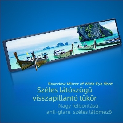 Belső visszapillantó tükör széles látómezővel, gömbtükör anti-glare lencsével, 12V, univerzális illeszkedés