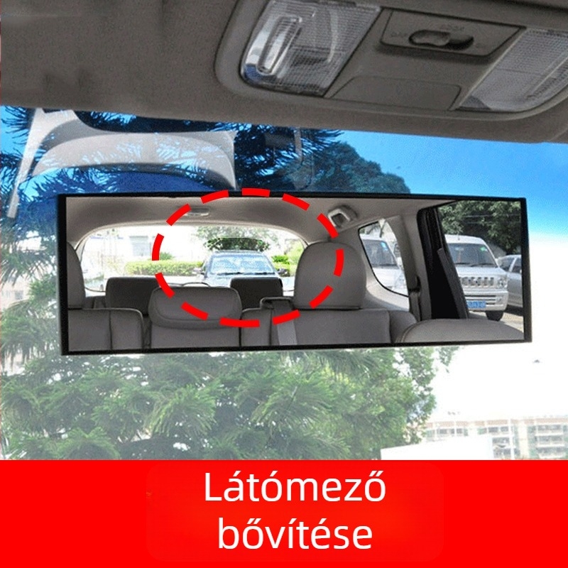 Belső visszapillantó tükör széles látómezővel, gömbtükör anti-glare lencsével, 12V, univerzális illeszkedés