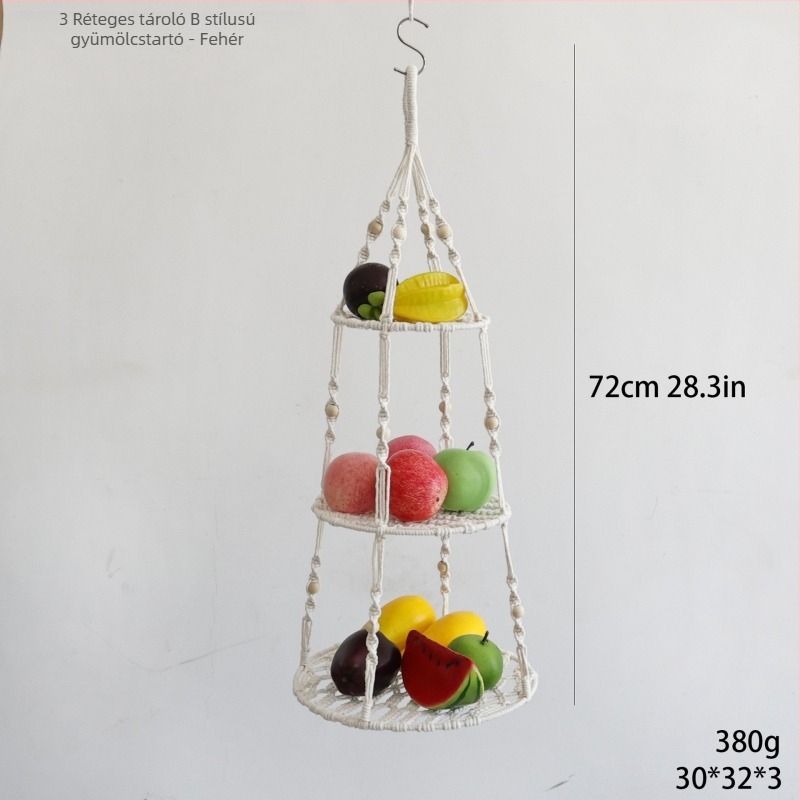 Függő gyümölcs és zöldséges kosár, pamutszálas kötél, Hb-11 modell, Yanhang márka, modern egyszerű stílus