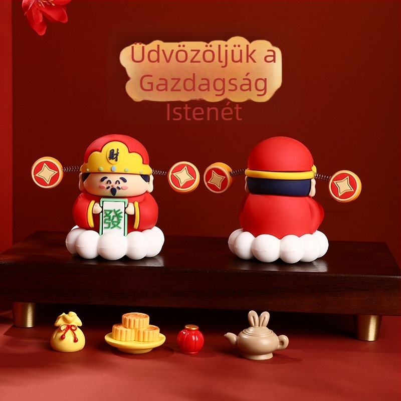 Vagyon Istene figurája - PVC, kínai stílusú asztali és autó középkonzol dekoráció