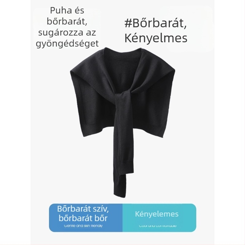 Uniszex koreai stílusú kötött sál-kabát, gyapjú, tavasz-nyár, csíkos