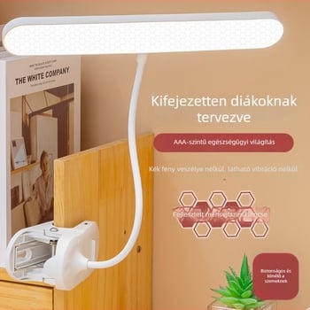 Klip-on LED olvasólámpa éjjeliszekrényhez, szemvédővel, beépített Li-ion akkumulátor, érintéses kapcsoló, 7W