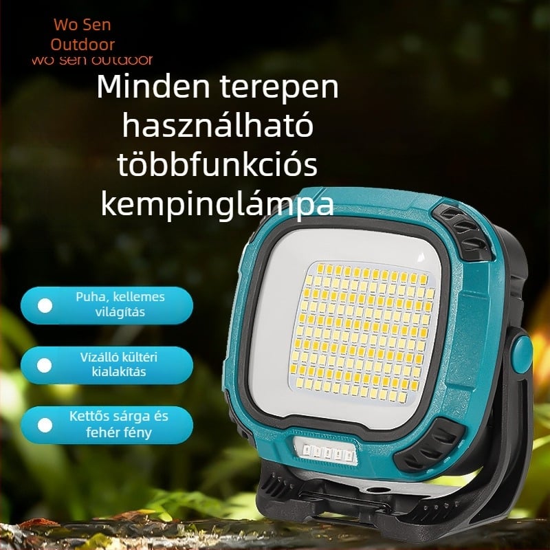 Mágneses COB LED kemping világító lámpa Type-C töltéssel, 30W, 5400mAh akkumulátor, 50–100 m fényhatótáv