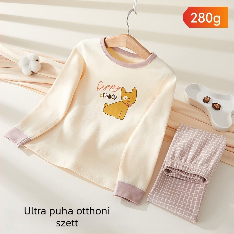 Gyerek pizsamaszett - 95% pamut, 5% spandex, antibakteriális, őszi-téli, uniszex, hercegnő stílus, rajzfilm mintázat