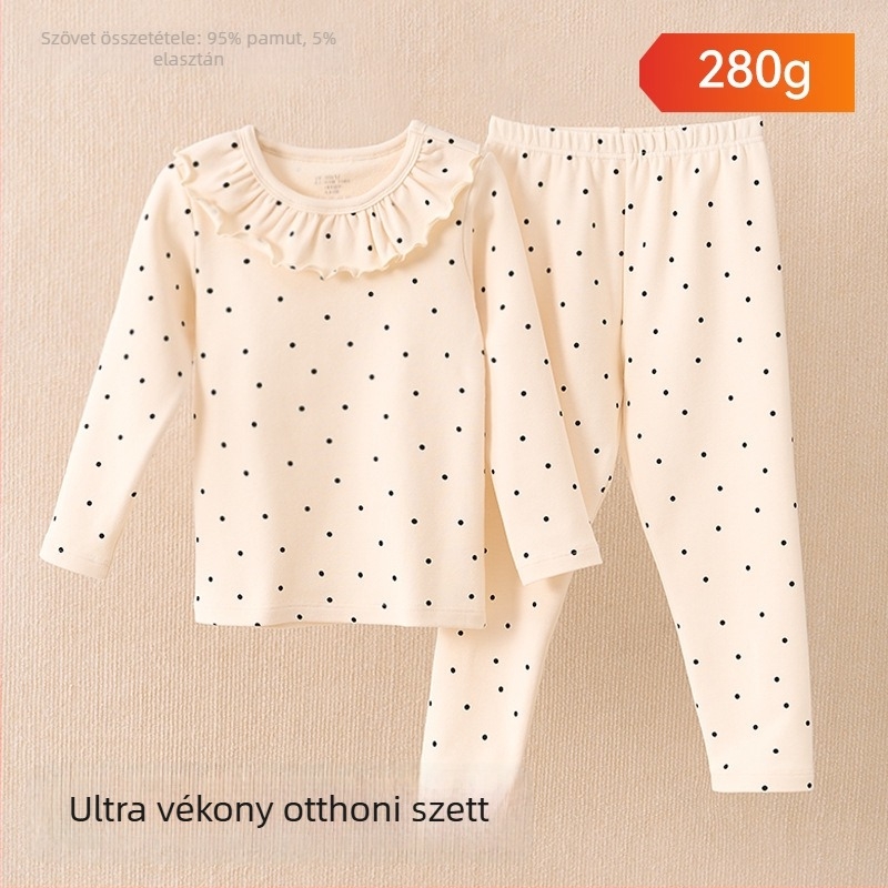 Gyerek pizsamaszett - 95% pamut, 5% spandex, antibakteriális, őszi-téli, uniszex, hercegnő stílus, rajzfilm mintázat