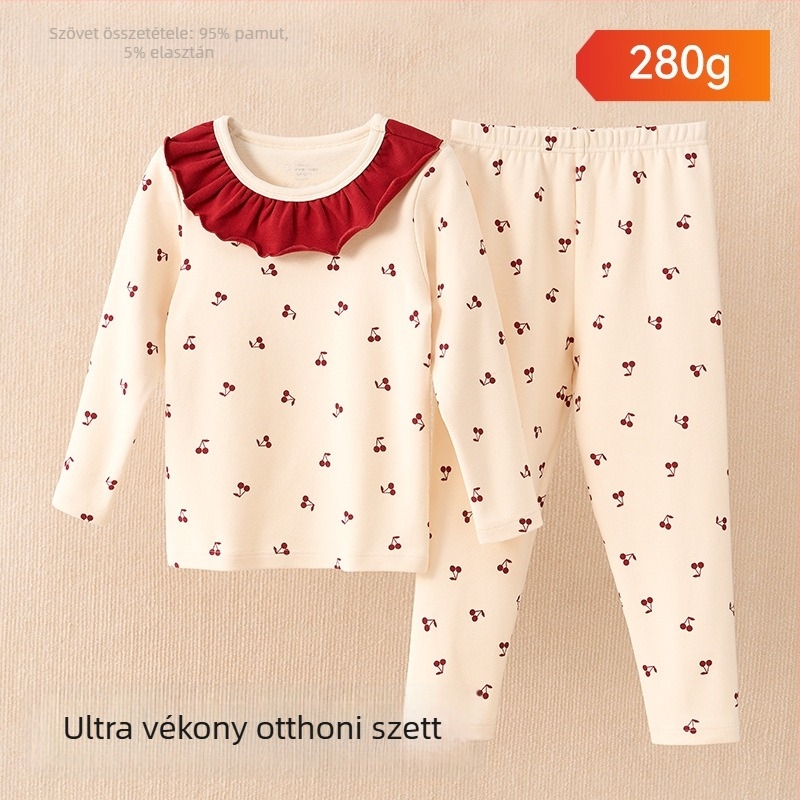 Gyerek pizsamaszett - 95% pamut, 5% spandex, antibakteriális, őszi-téli, uniszex, hercegnő stílus, rajzfilm mintázat