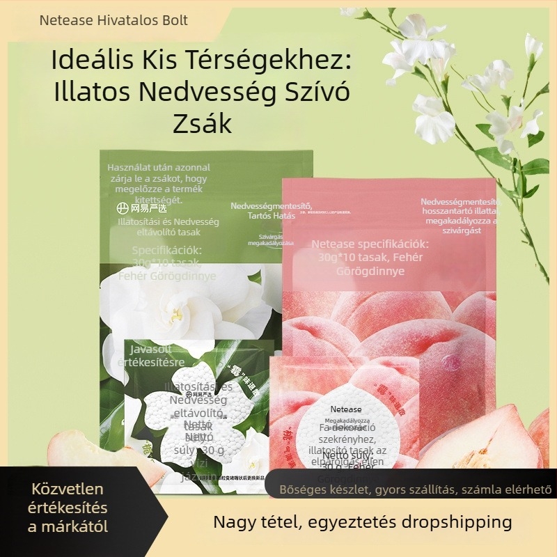 NetEase Strict Selection háztartási nedvesség- és illatosító tasak | Barack–Gardenia illat | 30 g × 10 tasak | Sík felületre helyezhető