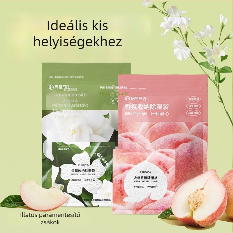 NetEase Strict Selection háztartási nedvesség- és illatosító tasak | Barack–Gardenia illat | 30 g × 10 tasak | Sík felületre helyezhető