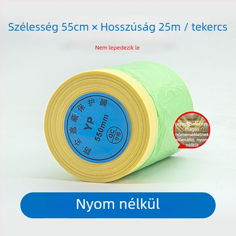 Autófényezés maszkoló film – nem húzza le a festéket vagy hagy nyomot, HDPE maszkoló film, magas viszkozitású, vastagság 0,7