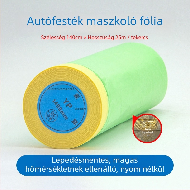 Autófényezés maszkoló film – nem húzza le a festéket vagy hagy nyomot, HDPE maszkoló film, magas viszkozitású, vastagság 0,7