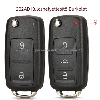 Autókulcs cseréjéhez készült héj VW/Skoda/Seat – ABS héj, fém kulcspenge, 45 g, távirányító nélkül