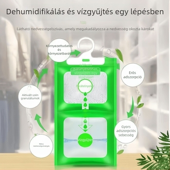 Akasztható nedvesség-abszorber tasak ruhásszekrényhez és közösségi szobába, penész- és nedvesség elleni védelem, modell 27R