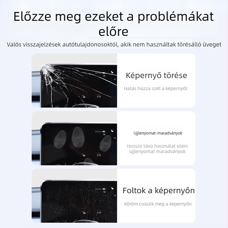 Edzett üveg védelem a Tesla Model 3/Y/YL középső kijelzőjéhez és a hátsó képernyőhöz — 1 év garancia