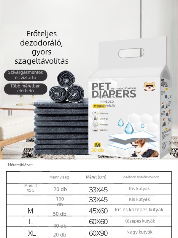 Kutyák és macskák számára, egyszer használatos vizelet alátét párnák, 100 db, nem szőtt anyag, nedvszívó és szagtalanító