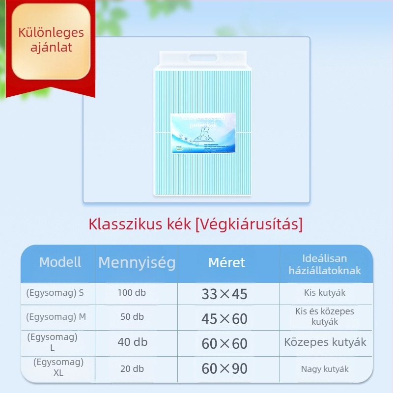 Kutyák és macskák számára, egyszer használatos vizelet alátét párnák, 100 db, nem szőtt anyag, nedvszívó és szagtalanító