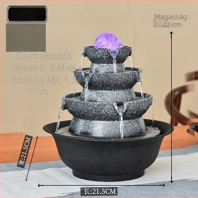 Feng Shui Forgó Kristálygömb Vízszökőkút Dísz – Gyantából, Kézzel Festett Felülettel, Gravírozás és Szobrászat