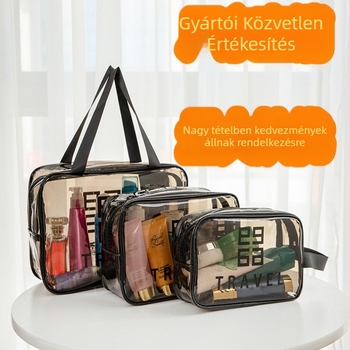 PVC sminkes táska, kubos alakú, nagy kapacitású, vízálló, utazáshoz