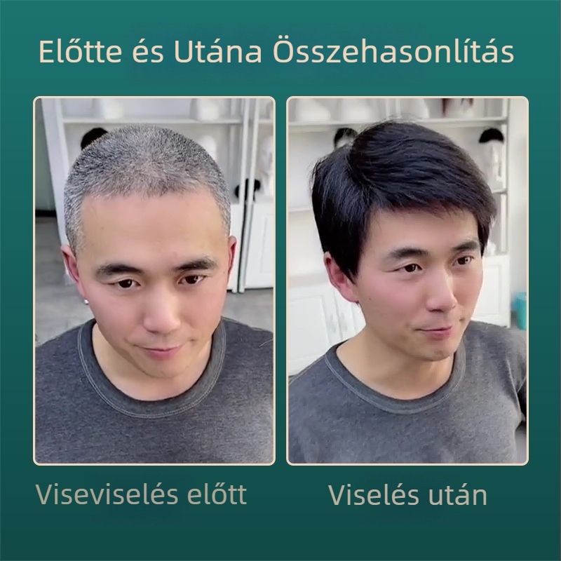Férfi teljes fejfedős paróka valódi hajból, CP9002, feldolgozási mechanizmus, rövid hossz, festhető és göndöríthető