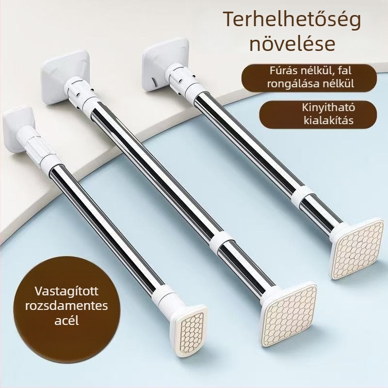 Rozsdamentes acélból készült szegély nélküli ablakba helyezhető ruhaszárító rúd, kihúzható falra szerelhető, erkélyre, modern minimalista dizájn, 2025-ben bemutatva.