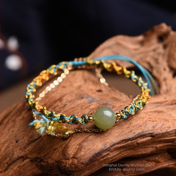 DIY szövött karkötő zsinórból, etnikus stílusú női karkötő, kézzel készült, őszi 2023