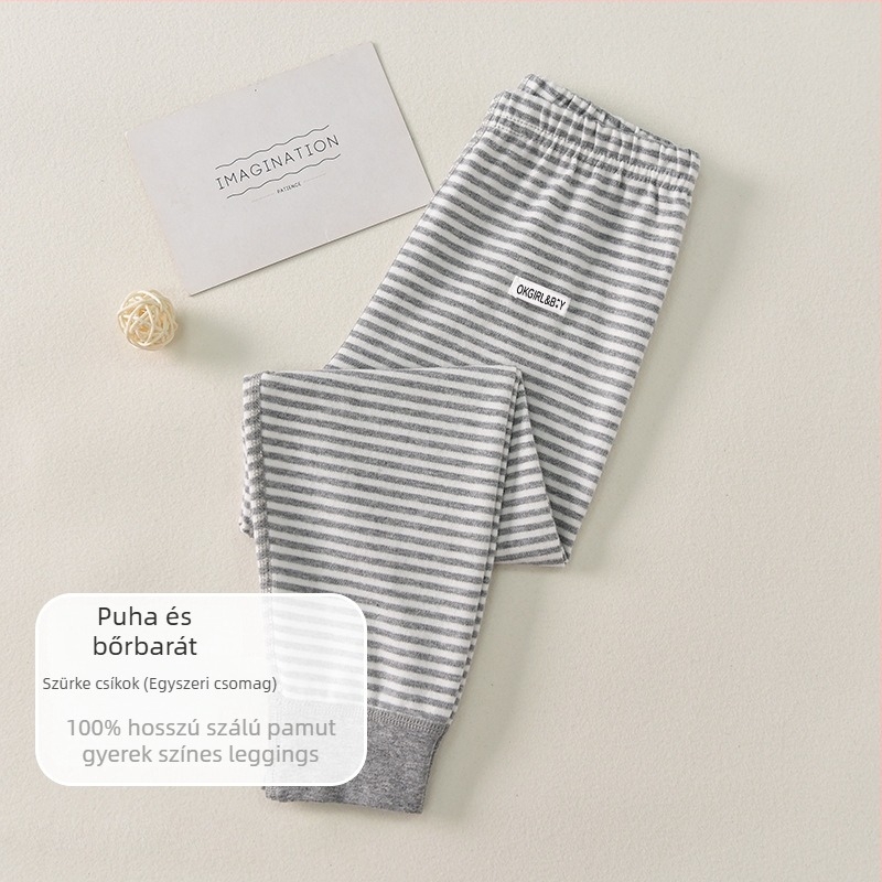 100% pamut gyerekeknek szánt alsóruha őszi–téli szezonra, középmagas derekú, nyitott ágyékkal, uniszex