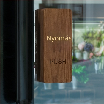 Diófából készült tolóajtó faljelzőtábla, 3D felirattal, öntapadós, üzletek, panziók, szállodák, kórházak és irodaházak számára